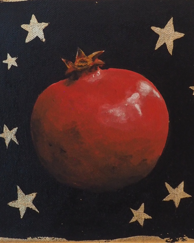 granat, martwa natura, sztuka figuratywna, owoc, owoce