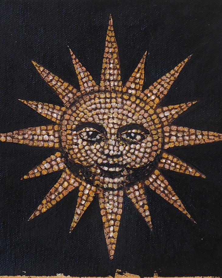 słońce, mozaika, złote słońce, antyczne