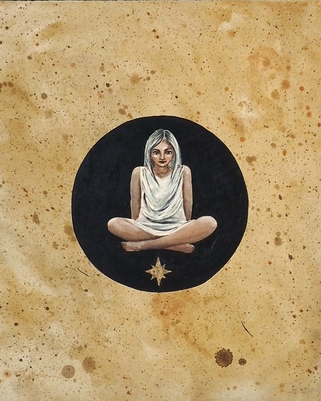 czarne koło, gwiazda, dziewczyna